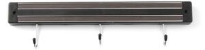 Barra portacoltelli magnetica nera con 3 ganci, lunghezza 34 cm - Hendi