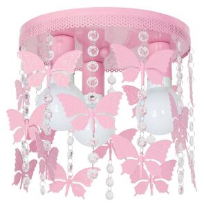 Plafoniera Angelica in rosa con farfalle