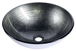 Sapho Beauty - Lavabo da appoggio, diametro 420 mm, vetro, grigio scuro/argento 2501-20