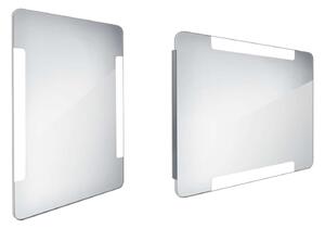 Nimco Specchi - Specchio LED illuminato da bagno 600 x 800 mm, arrotondato, alluminio ZP 18002