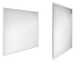 Nimco Specchi - Specchio da bagno a LED 800 x 700 mm, quadrato, alluminio ZP 9003