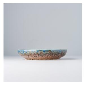 Piatto in ceramica beige-blu con bordo rialzato Earth & Sky, ø 22 cm Earth & Sky - MIJ