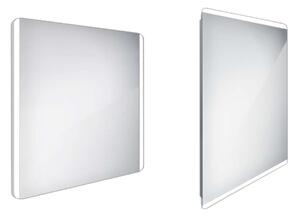 Nimco Specchi - Specchio da bagno a LED 800 x 700 mm, arrotondato, alluminio ZP 17003