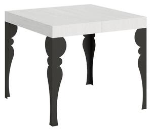 Tavolo da Pranzo Paxon 90x90 Allungato 90x246 in Nobilitato e Ferro - Bianco Frassinato