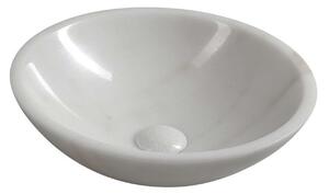Sapho Blok - Lavabo da appoggio, diametro 400 mm, senza foro per rubinetto, marmo bianco 2401-34