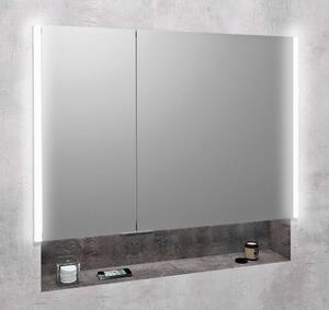 Sapho Integra - Armadio a specchio da incasso con illuminazione LED, 955x700 mm, specchio/titanio alu IN095
