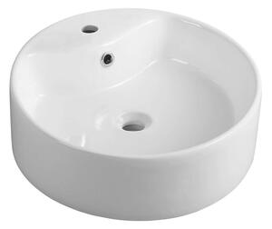 Aqualine Sanitari in ceramica - Lavabo da appoggio, diametro 400 mm, con 1 foro per rubinetto, bianco 49413