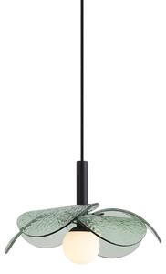 Lampada a sospensione di design nera con vetro verde - Kemner
