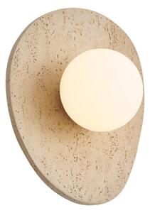 Lampada da parete Japandi in pietra naturale organica con vetro opalino - Josie