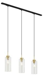 Sistema a binario moderno nero con 3 lampade a sospensione oro con vetro trasparente monofase - Iconic Laura