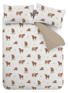 Set copripiumino e federa marrone e beige per letto matrimoniale e per letto esteso 230x220 cm Angus Highland Cow – Catherine Lansfield