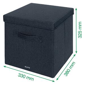 Set di 2 scatole in tessuto grigio scuro con coperchio 33x38x32,5 cm - Leitz