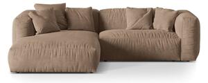 Divano angolare componibile marrone chiaro (con penisola a sinistra/con chaise lounge) con rivestimento in velluto Martina – Micadoni