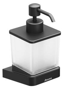 Ravak 10° - Distributore di sapone liquido con supporto, nero/vetro X07P559