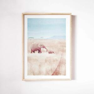 Poster 30x40 cm Elephants - Travelposter