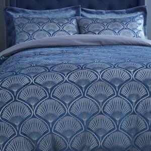 Biancheria blu per letto matrimoniale 200x200 cm Art Deco Pearl - Catherine Lansfield