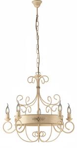 Lampadario Rustico Baltimora Metallo Avorio Oro 5 Luci E14