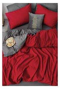 Lenzuolo matrimoniale in cotone rosso-grigio/lenzuolo matrimoniale allungato 200x220 cm - Mila Home