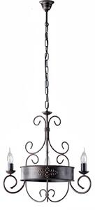 Lampadario Rustico Baltimora Metallo Nero Ruggine - Corten 3 Luci E14