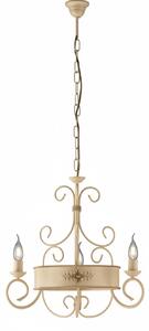 Lampadario Rustico Baltimora Metallo Avorio Oro 3 Luci E14