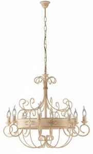Lampadario Rustico Baltimora Metallo Avorio Oro 8 Luci E14