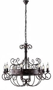 Lampadario Rustico Baltimora Metallo Nero Ruggine - Corten 8 Luci E14