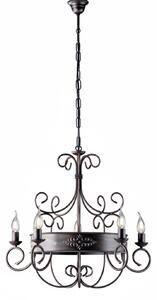 Lampadario Rustico Baltimora Metallo Nero Ruggine - Corten 5 Luci E14