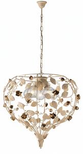 Lampadario Shabby Chic Bella Metallo Avorio Oro 5 Luci E27