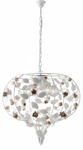 Lampadario Shabby Chic Bella Metallo Bianco 5 Luci E27