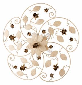 Plafoniera Shabby Chic Bella Metallo Avorio Oro 5 Luci E14