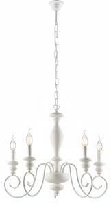 Lampadario Shabby Chic Cascina Bianco 5 Luci E14