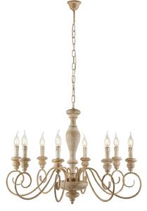 Lampadario Shabby Chic Cascina Bianco Tortora Vintage 8 Luci E14