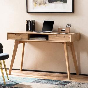WOHNLING Scrivania 120x55x77 cm Decorazione rovere con spazio contenitivo Scrivania da ufficio in stile scandinavo con cassetti HomeOffice Tavolo per laptop Tavolo per computer Studio
