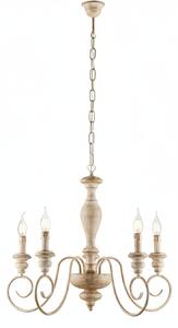 Lampadario Shabby Chic Cascina Bianco Tortora Vintage 5 Luci E14