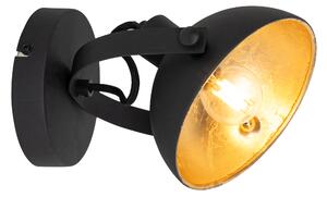 Lampada da soffitto industriale nera con oro regolabile 15 cm - Magnax