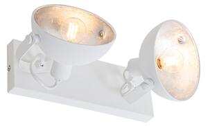 Plafoniera industriale bianca con argento orientabile a 2 luci - Magnax