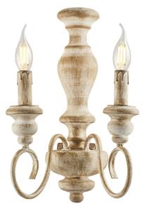 Applique Shabby Chic Cascina Bianco Tortora Vintage 2 Luci E14
