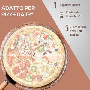 Outsunny Forno per Pizza Pieghevole e Portatile con Pala e Pietra, in Acciaio e Legno, 81x40x72 cm, Nero