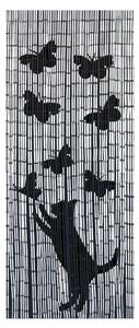 Tenda per porta in bambù nero e grigio 200x90 cm Cat and Butterfly - Maximex