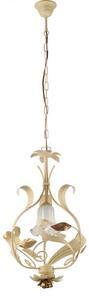 Lampadario Arte Povera Cesto Metallo Avorio E Oro 1 Luce E14