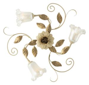 Plafoniera Arte Povera Cesto Metallo Avorio E Oro 3 Luci E14