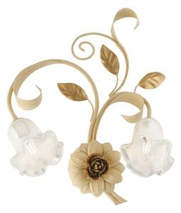 Applique Arte Povera Cesto Metallo Avorio E Oro 2 Luci E14