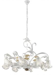 Lampadario Arte Povera Cesto Metallo Bianco E Oro 8 Luci E14