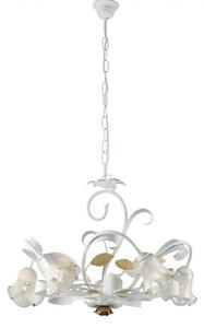 Lampadario Arte Povera Cesto Metallo Bianco E Oro 5 Luci E14