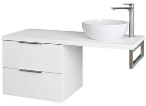 Kielle Idolio - Mobiletto 60x50x50 cm, con supporto e piano forato per lavabo 120 cm, bianco lucido 50024S120