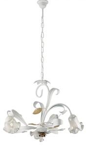Lampadario Arte Povera Cesto Metallo Bianco E Oro 3 Luci E14