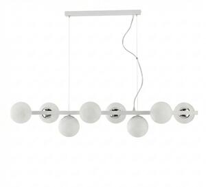 Lampadario Contemporaneo Adrian Metallo Bianco Cromo 8 Luci E14