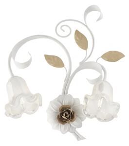 Applique Arte Povera Cesto Metallo Bianco E Oro 2 Luci E14