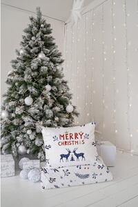 Biancheria da letto singola in cotone sateen bianco e blu 140x200 cm Merry Blue Christmas - Butter Kings