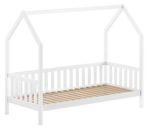 Letto da bambini a forma di casa bianco in pino massiccio con rete inclusa 90x200 cm Cabane – Vipack